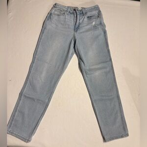 Hollister Distressed Light Blue High-Rise Straight Leg Curvy Mom Jeans Size 26W